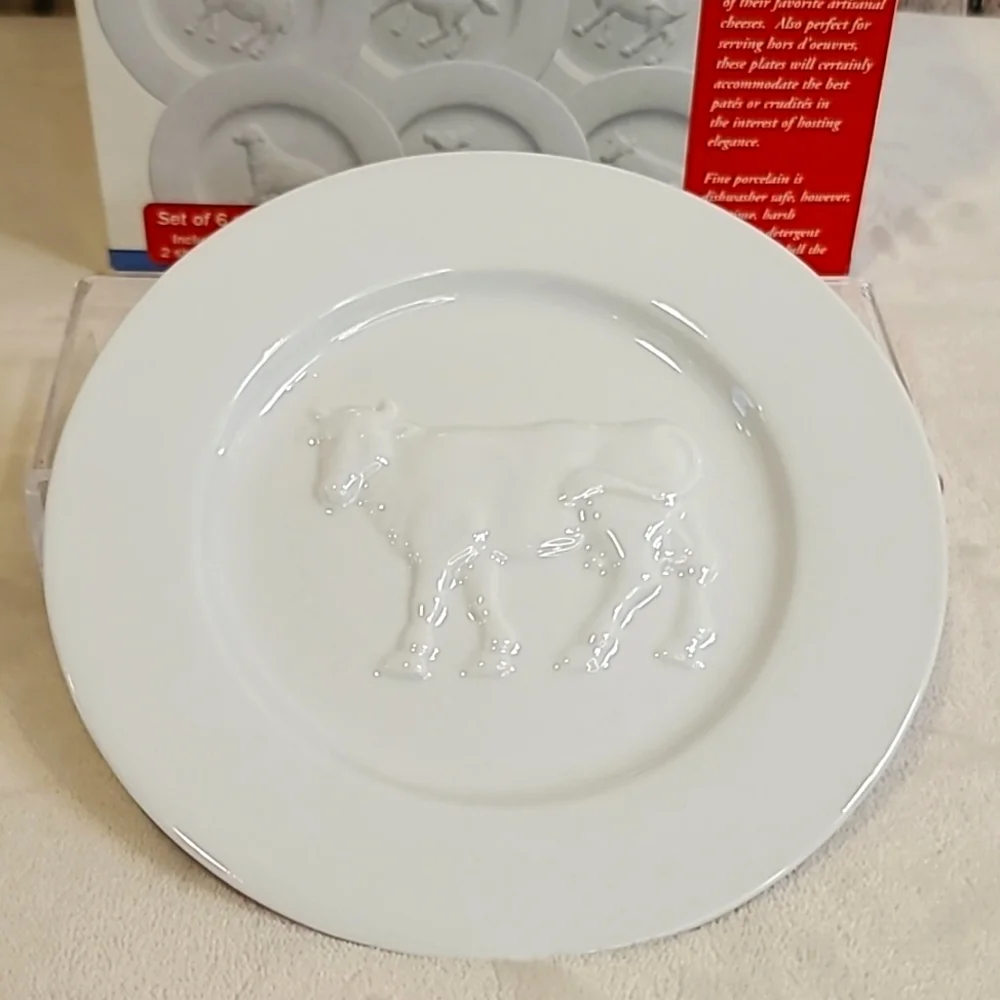 Bonjour La Fromagerie Porcelain Animal Cheese/Appetizer Plates - NIB/NWT